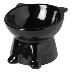 Xenos Voerbak voor kat - zwart - ø10.3x13 cm- Huisdieraccessoires