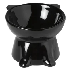 Xenos Voerbak voor kat - zwart - ø10.3x13 cm- Huisdieraccessoires