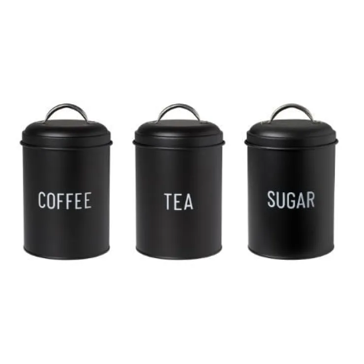 Xenos Voorraadblik sugar - zwart - ø11x15 cm- Koffie Accessoires|Voorraadpotten
