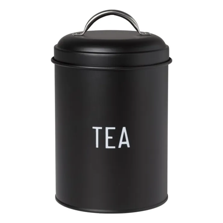 Xenos Voorraadblik tea - zwart - ø11x15 cm- Thee Accessoires|Theedozen