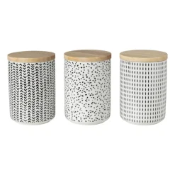 Xenos Voorraadpot Kasitoo streep - zwart/wit - 600 ml- Voorraadpotten