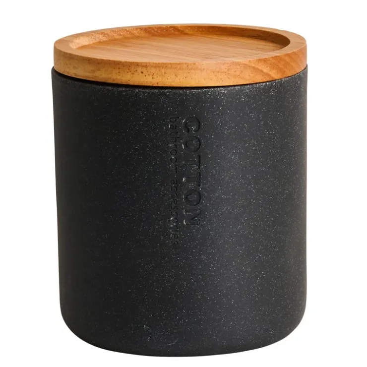 Xenos Voorraadpot nature - antraciet - ø10x11 cm- Badkamer Accessoires