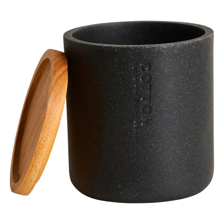 Xenos Voorraadpot nature - antraciet - ø10x11 cm- Badkamer Accessoires