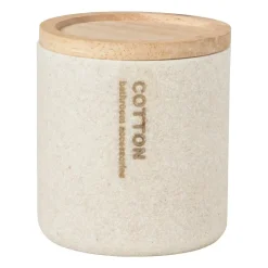 Xenos Voorraadpot sand - beige - ø9.8x11 cm- Badkamer Accessoires