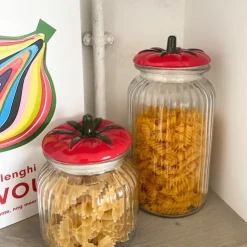 Xenos Voorraadpot tomaat - transparant/rood - 900 ml- Voorraadpotten