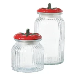 Xenos Voorraadpot tomaat - transparant/rood - 1.2 liter- Voorraadpotten