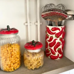 Xenos Voorraadpot tomaat - transparant/rood - 1.2 liter- Voorraadpotten