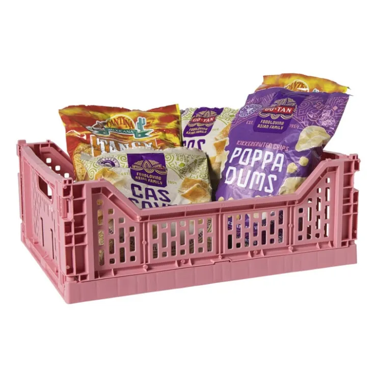 Xenos Vouwkrat groot - roze - 14.5x40x30 cm- Kratjes