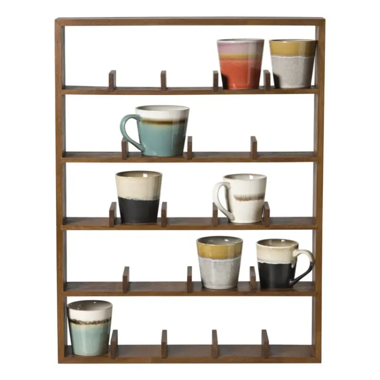 Xenos Wandkast voor 23 mokken - bruin - 63.5x48x9 cm- Vakkenkasten|Wandkasten