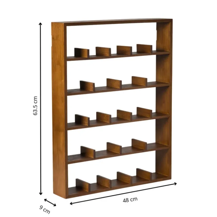 Xenos Wandkast voor 23 mokken - bruin - 63.5x48x9 cm- Vakkenkasten|Wandkasten