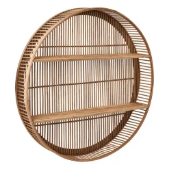 Xenos Wandkastje bamboe rond - ø75x12.5 cm- Wandkasten|Wandkasten