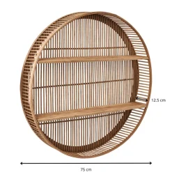 Xenos Wandkastje bamboe rond - ø75x12.5 cm- Wandkasten|Wandkasten