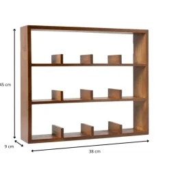 Xenos Wandkastje voor 12 mokken - bruin - 45x38x9 cm- Kerstcadeaus|Vakkenkasten