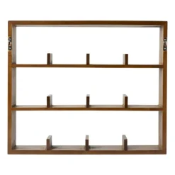 Xenos Wandkastje voor 12 mokken - bruin - 45x38x9 cm- Kerstcadeaus|Vakkenkasten