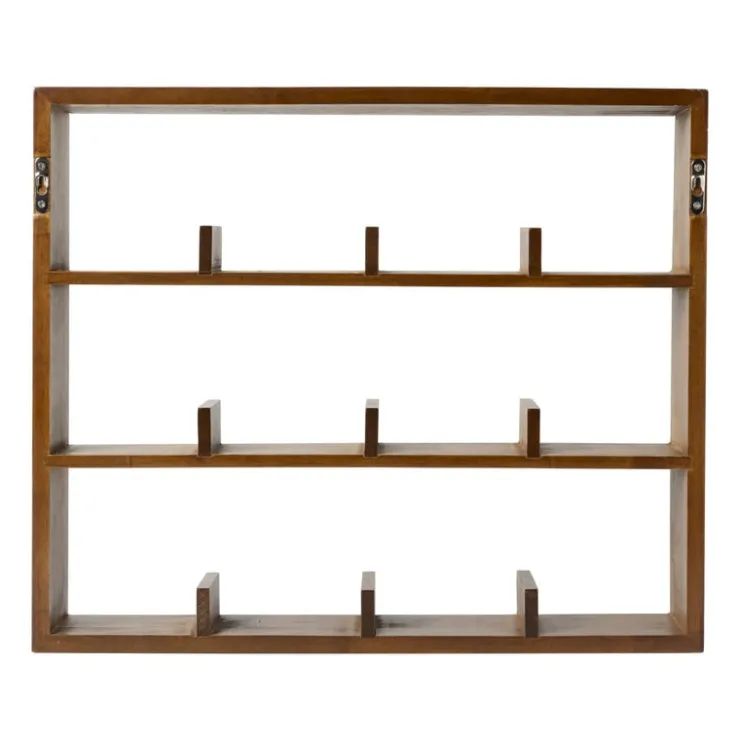 Xenos Wandkastje voor 12 mokken - bruin - 45x38x9 cm- Kerstcadeaus|Vakkenkasten