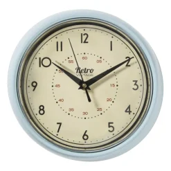 Xenos Wandklok retro - lichtblauw - Ø24x6.5 cm- Klokken