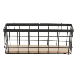 Xenos Wandrek mandje - 9.5x25x8.5 cm - zwart- Wandrekken