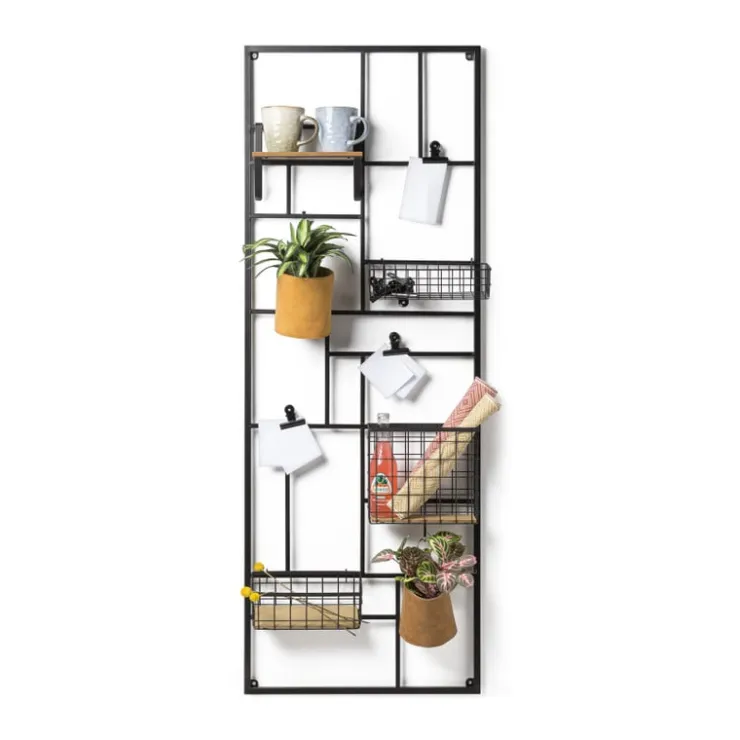 Xenos Wandrek XXL met clips - 150x55 cm - zwart- Wandrekken