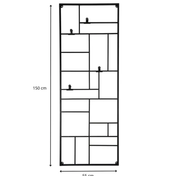 Xenos Wandrek XXL met clips - 150x55 cm - zwart- Wandrekken