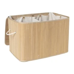 Xenos Wasmand bamboe 90 liter - naturel - 60x40x40 cm- Wasmanden