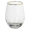 Xenos Waterglas gouden rand - transparant - 450 ml- Waterglazen
