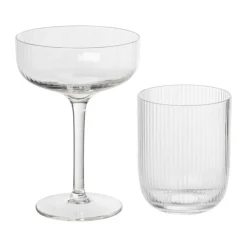 Xenos Waterglas ribbel - glas - 300 ml- Waterglazen
