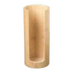 Xenos Wattenschijfjeshouder bamboe - ø7x17.5 cm- Badkamer Accessoires