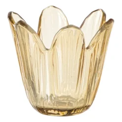 Xenos Waxinelichthouder bloem - geel - ø8.5x8 cm- Waxinelichthouders