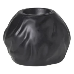 Xenos Waxinelichthouder bol - zwart - ø10.5x8 cm- Waxinelichthouders