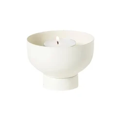 Xenos Waxinelichthouder met standaard - wit - ø8x6 cm- Waxinelichthouders