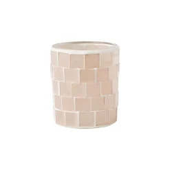 Xenos Waxinelichthouder Mozaïek - beige - ø7.3x8.5 cm- Waxinelichthouders