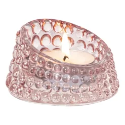 Xenos Waxinelichthouder open rond - roze - ø7.5x4.3 cm- Waxinelichthouders