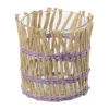 Xenos Waxinelichthouder riet - paars - ø8x9 cm- Waxinelichthouders