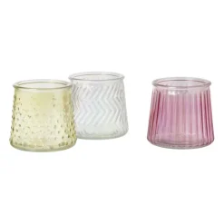 Xenos Waxinelichthouder roze - glas - ø8.3x7.3 cm- Waxinelichthouders