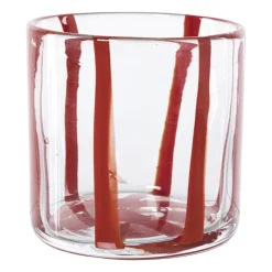 Xenos Waxinelichthouder streep - rood - ø10x10 cm- Waxinelichthouders