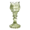 Xenos Waxinelichthouder tulp Ilona - groen - ø7.8x14 cm- Waxinelichthouders