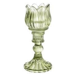 Xenos Waxinelichthouder tulp Ilona - groen - ø7.8x14 cm- Waxinelichthouders