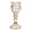 Xenos Waxinelichthouder tulp Nathalie - oker - ø7.8x14 cm- Waxinelichthouders
