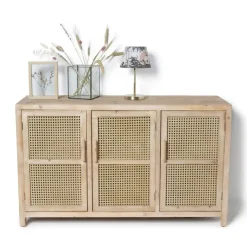 Xenos Webbing dressoir Bandung - naturel - 72x120x40 cm- Tv Meubels|Kast Met Deuren