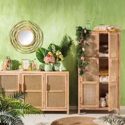 Xenos Webbing dressoir Bandung - naturel - 72x120x40 cm- Tv Meubels|Kast Met Deuren