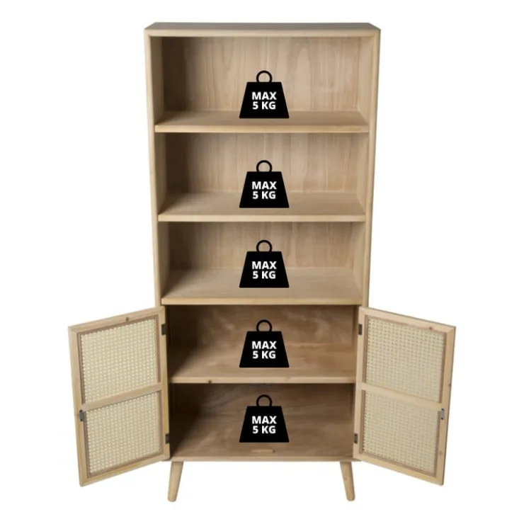 Xenos Webbing Java boekenkast - 170x73x33 cm- Boekenkasten
