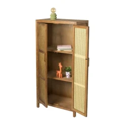 Xenos Webbing kast Bandung hoog - bruin - 140x70x40 cm- Kast Met Deuren