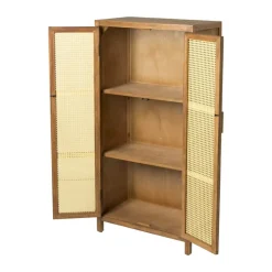 Xenos Webbing kast Bandung hoog - bruin - 140x70x40 cm- Kast Met Deuren