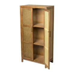 Xenos Webbing kast Bandung hoog - bruin - 140x70x40 cm- Kast Met Deuren