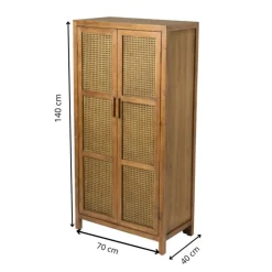 Xenos Webbing kast Bandung hoog - bruin - 140x70x40 cm- Kast Met Deuren