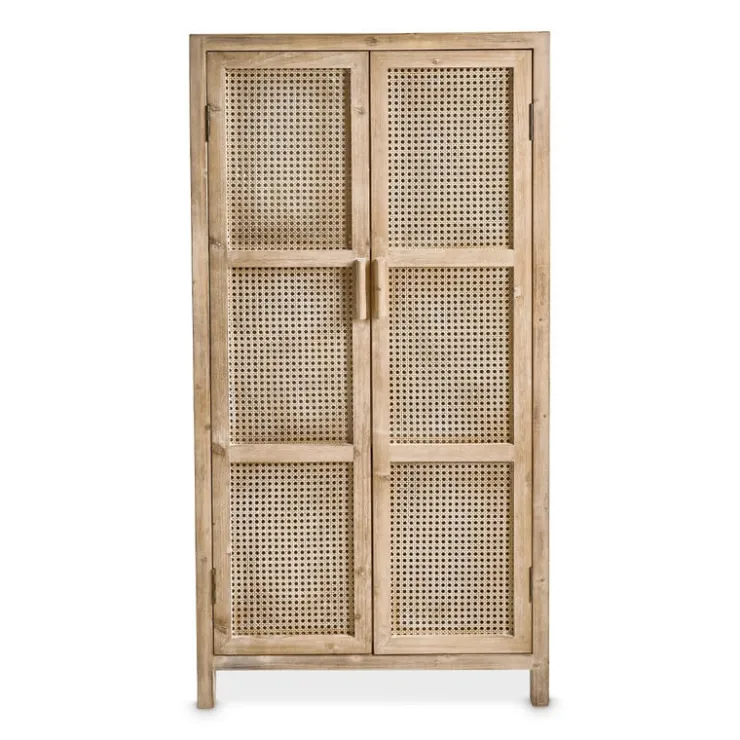 Xenos Webbing kast Bandung hoog - naturel - 140x70x40 cm- Kast Met Deuren