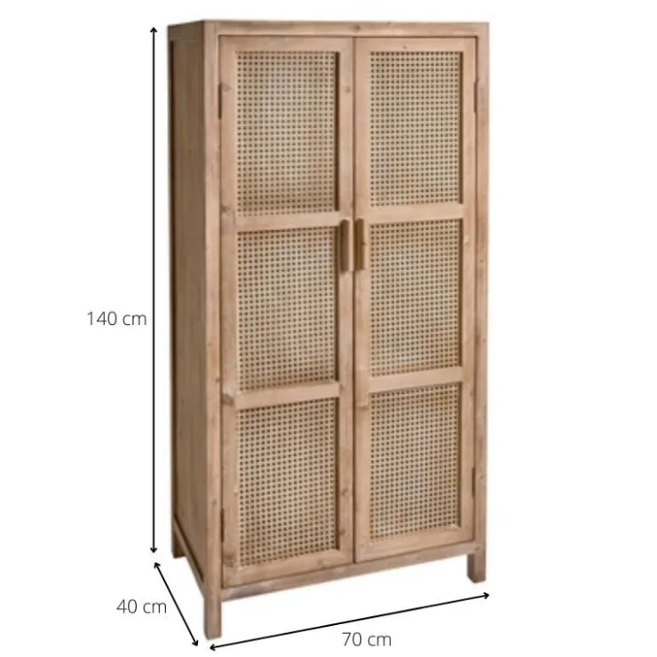 Xenos Webbing kast Bandung hoog - naturel - 140x70x40 cm- Kast Met Deuren