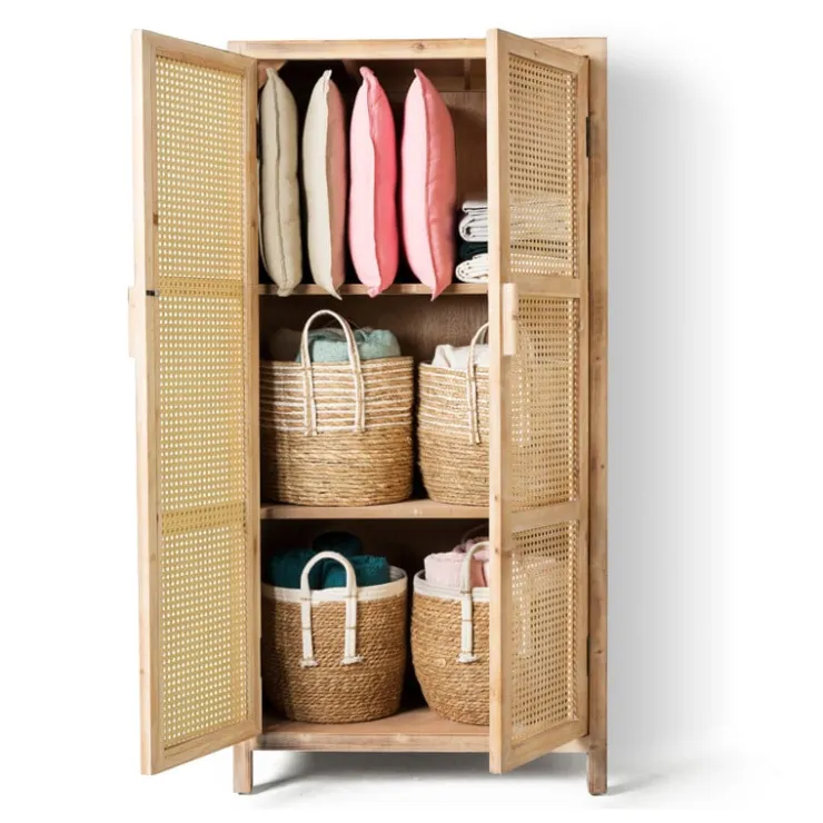 Xenos Webbing kast Bandung hoog - naturel - 140x70x40 cm- Kast Met Deuren