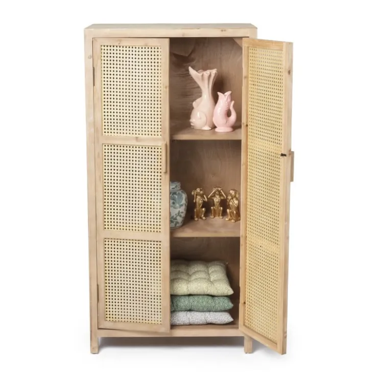 Xenos Webbing kast Bandung hoog - naturel - 140x70x40 cm- Kast Met Deuren