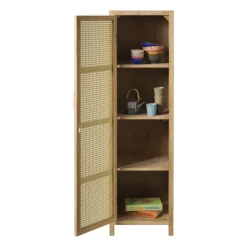 Xenos Webbing kast smal Bandung - naturel - 160.5x45x40.5 cm- Kast Met Deuren